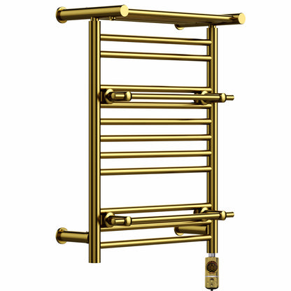  490mm Wide 680mm  High Gold Electric Towel Rail Radiator Top Shelf & Two Towel Holder OSLO For Bathroom & Kitchen 