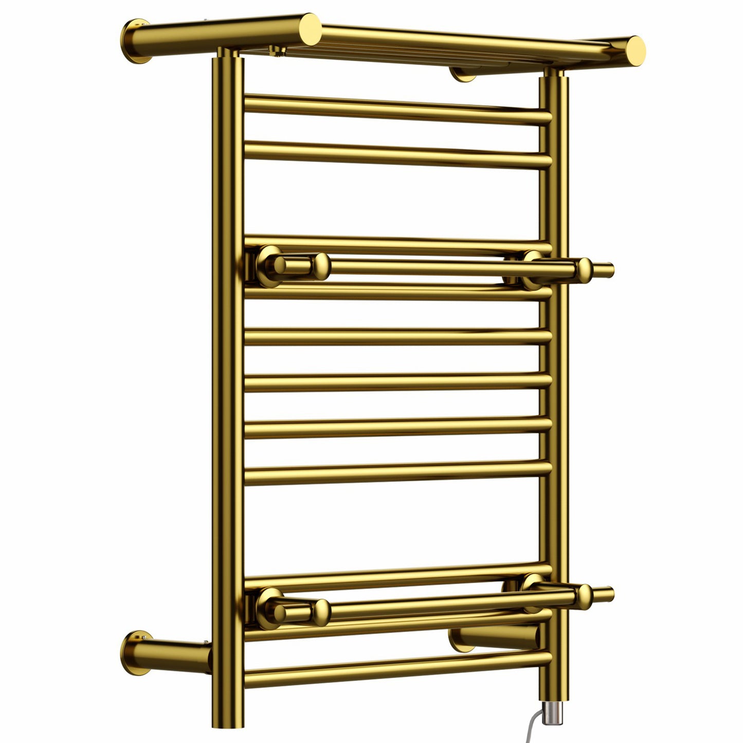 490mm Wide 680mm High Gold Electric Towel Rail Radiator Top Shelf