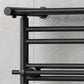 490mm Wide Black Heated Towel Rail Radiator Top Shelf & Two Towel Holder OSLO For Bathroom & Kitchen