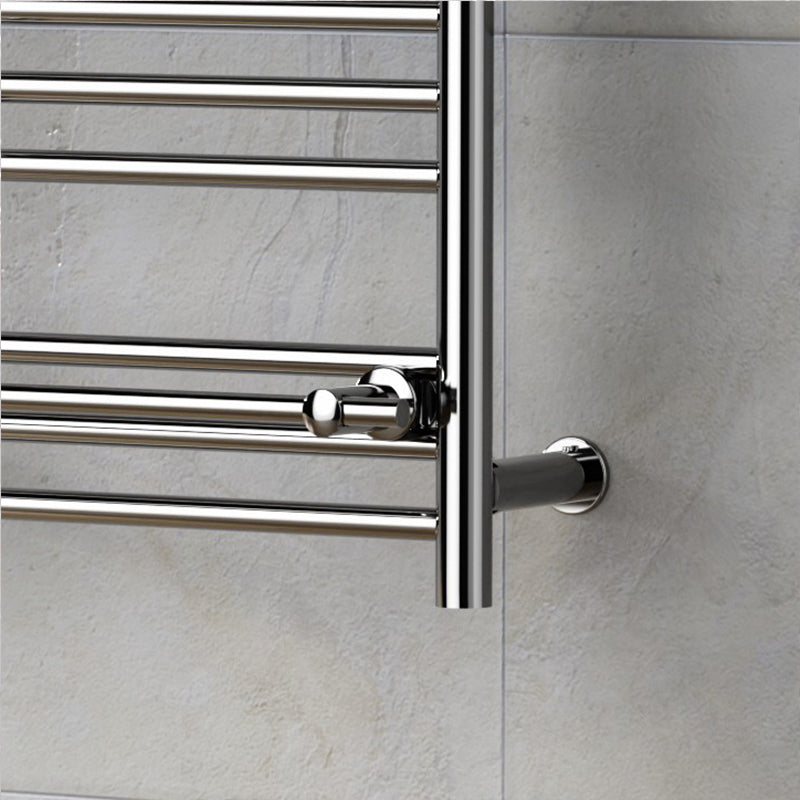 490mm Wide Chrome Heated Towel Rail Radiator Top Shelf & Two Towel Holder OSLO For Bathroom & Kitchen