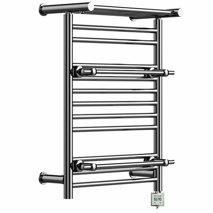  490mm Wide Chrome Electric Towel Rail Radiator Top Shelf & Two Towel Holder OSLO For Bathroom & Kitchen 