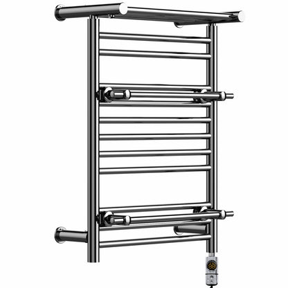  490mm Wide Chrome Electric Towel Rail Radiator Top Shelf & Two Towel Holder OSLO For Bathroom & Kitchen 
