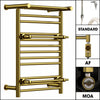 490mm Wide Gold Electric Towel Rail Radiator Top Shelf & Two Towel Holder OSLO For Bathroom & Kitchen