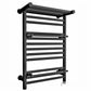 490mm Wide Black Electric Towel Rail Radiator Top Shelf & Two Towel Holder OSLO For Bathroom & Kitchen 