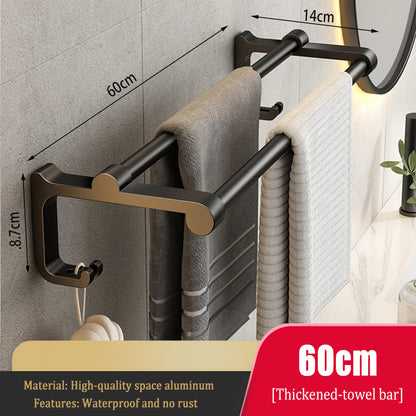 Towel Rail Holder Wall Mounted Bathroom Storage For Towels Two Bars