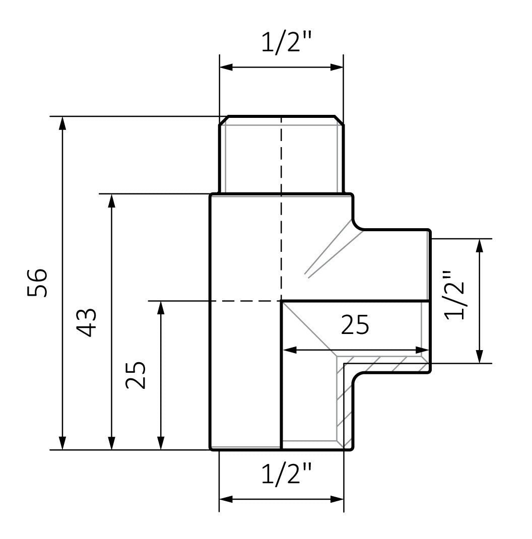 Heating Element Connector-Dual Fuel Black T-Piece For Towel Rails