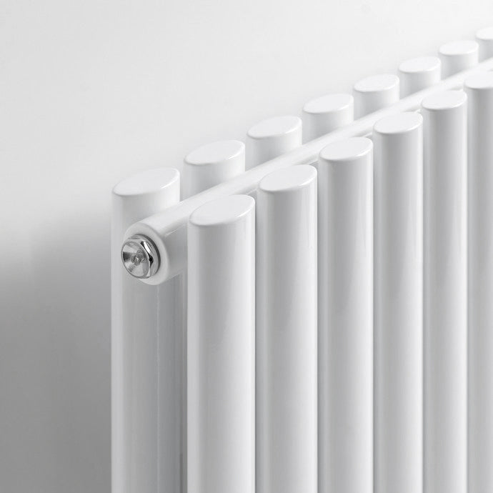 960mm x 600mm White Designer Horizontal Double Column Radiator, 4147 BTU