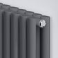 960mm x 600mm Anthracite Gray Designer Horizontal Double Column Radiator, 4147 BTU