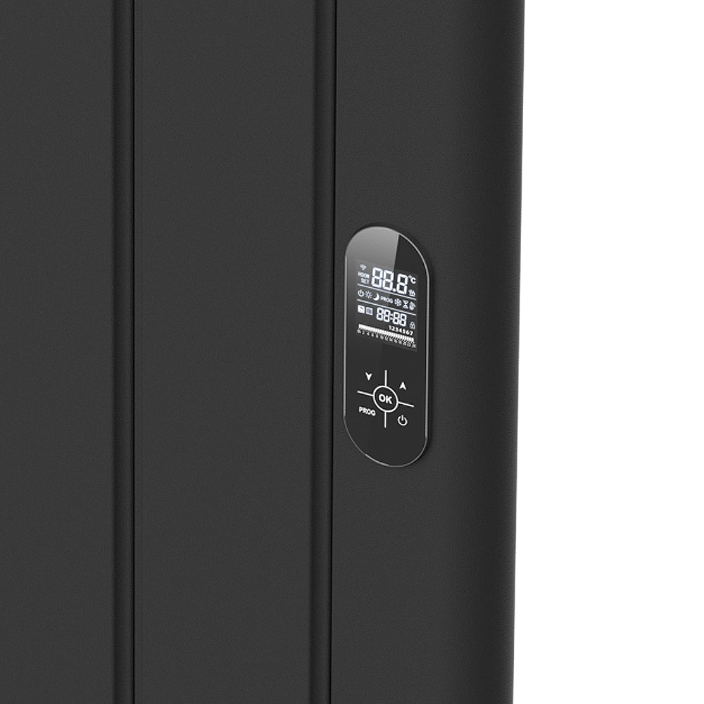  608 x 1600mm Smart Wifi Electric Panel Radiator - 2000W Black Vertical Aluminium