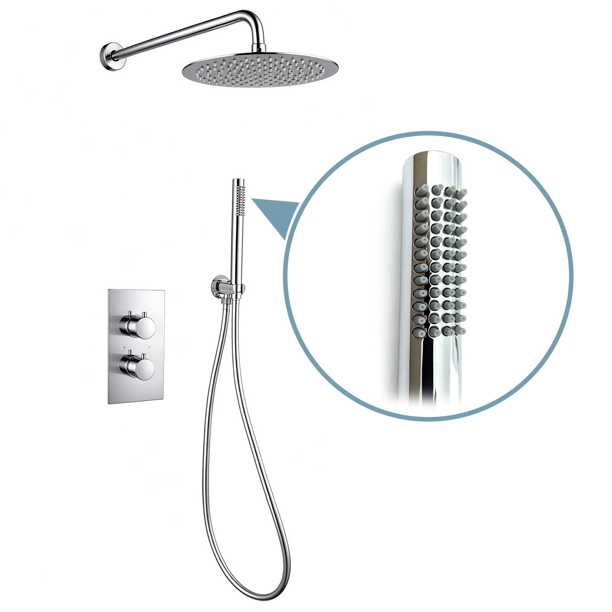 Concealed Thermostat Shower System Pack with Rainfall Shower Head