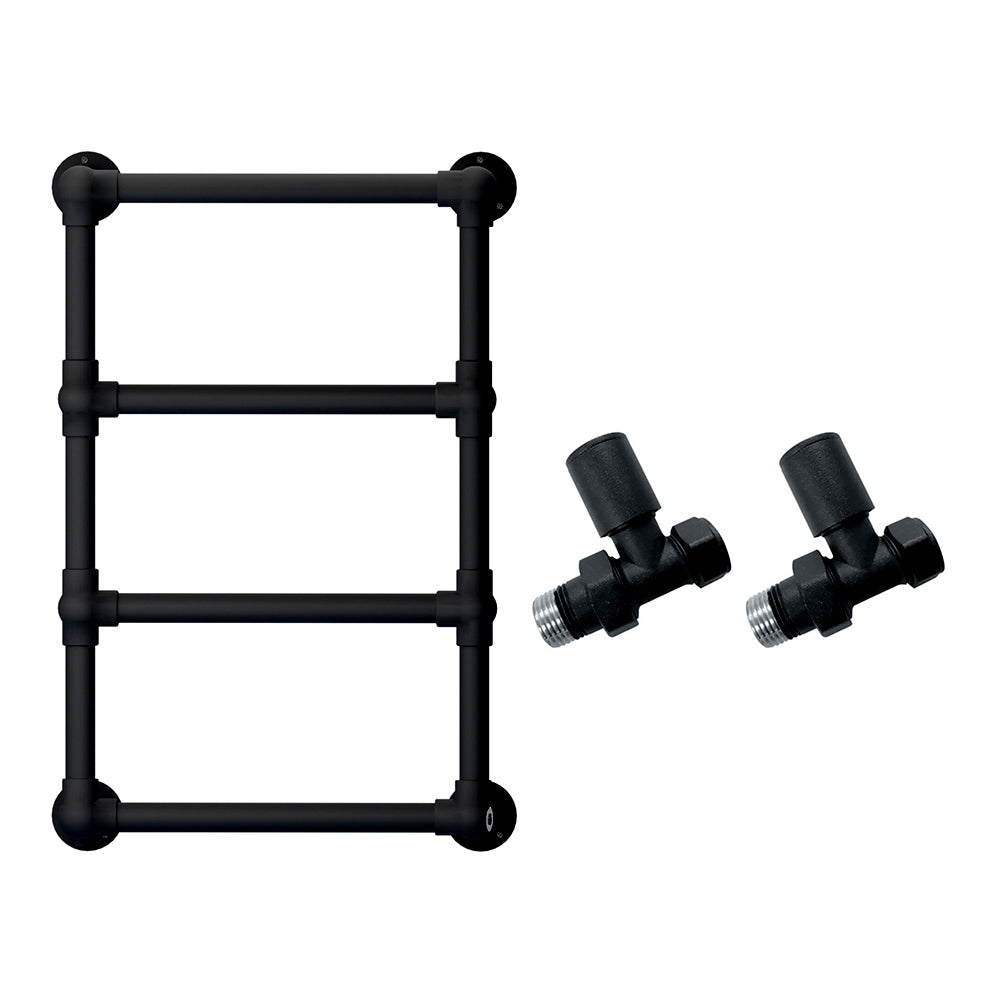  500 x 750mm Charlotte Traditional Matt Black Heated Towel Rail Radiator Central Heating Bathroom Heater