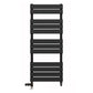 Dual Fuel 500 x 1200mm Flat Panel Matt Black Heated Towel Rail - (incl. Valves + Electric Heating Kit) 