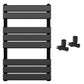 550 x 800mm Matt Black Heated Towel Rail Radiator – Flat Panel Designer  1358 BTU Central Heating UK 