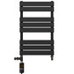 Dual Fuel 550 x 800mm Flat Panel Black Heated Towel Rail Radiator - (incl. Valves + Electric Heating Kit) 