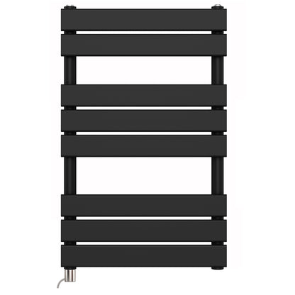  550 x 800mm Black Electric Heated Towel Rail Radiator – Flat Panel Designer 400W Pre Filled UK 