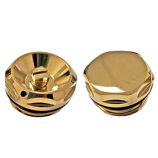 Gold Radiator Blanking Plug + Bleeding Valve Set 15mm For Towel Rails 