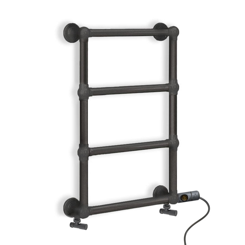  Dual Fuel 500 x 750mm Straight Anthracite Grey Designer Heated Towel Rail Radiator - (incl. Valves + Electric Heating Kit)