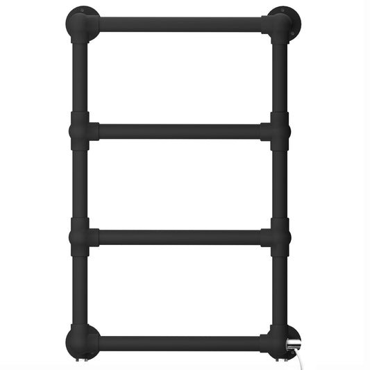 500 x 750mm Matt Black Electric Heated Towel Rail Radiator Traditional Ladder Bathroom Heater Pre Filled 
