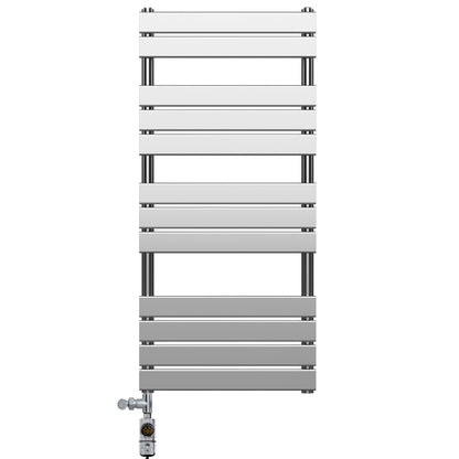  Dual Fuel 550 x 1200mm Flat Panel Chrome Heated Towel Rail Radiator - (incl. Valves + Electric Heating Kit) 