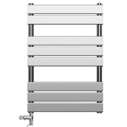  Dual Fuel 500 x 800mm Flat Panel Chrome Heated Towel Rail Radiator - (incl. Valves + Electric Heating Kit) 