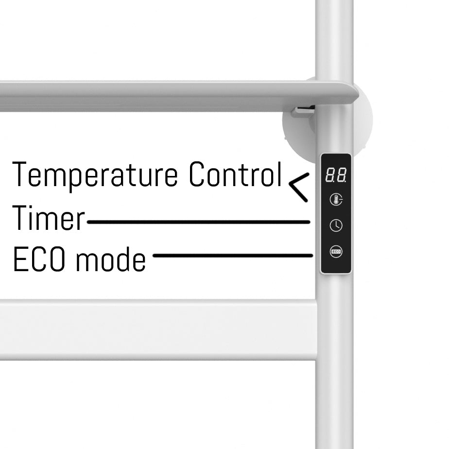  500 x 600mm White Electric Dry Heating Towel Rail Radiator With a Top Shelf GD Model