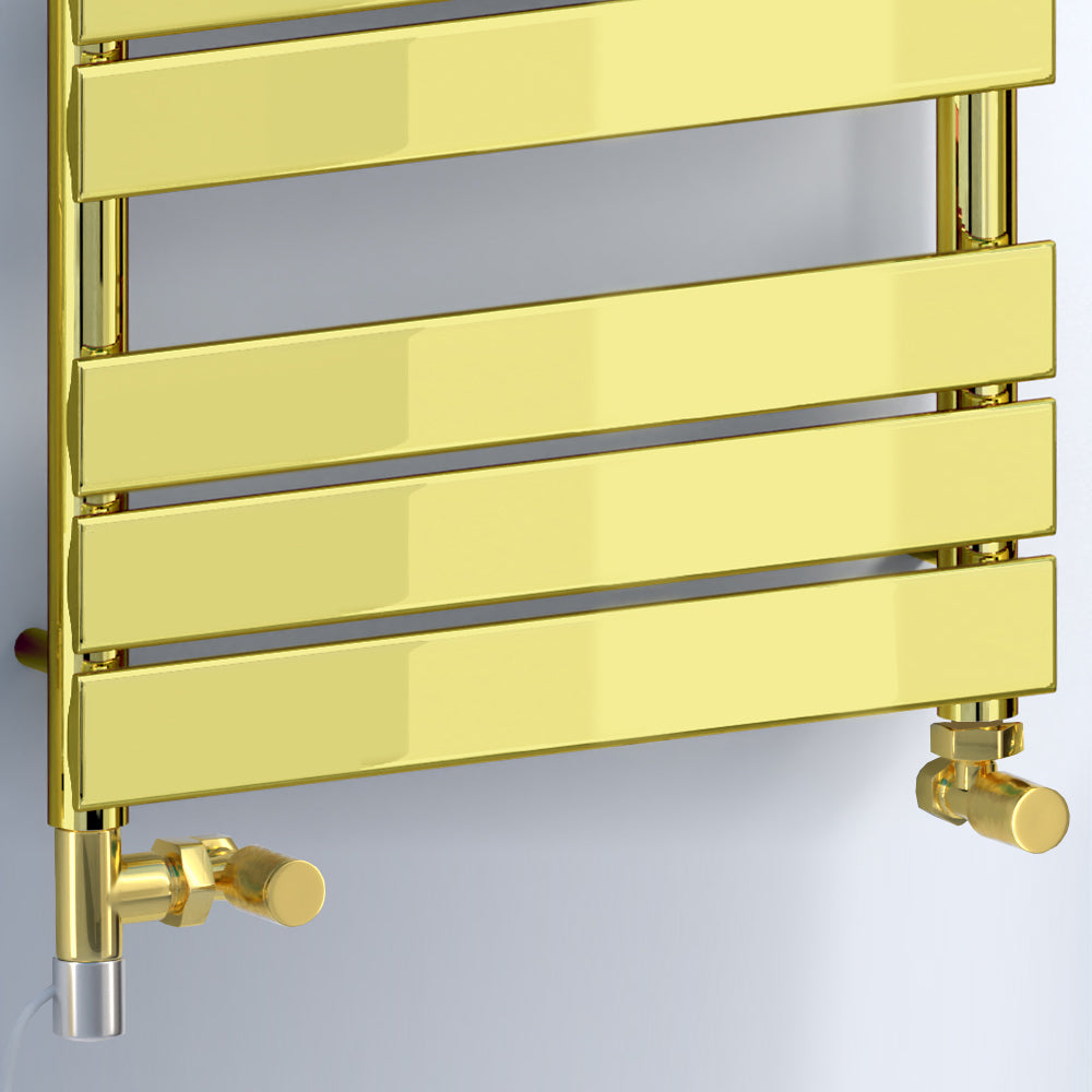  Dual Fuel -500 x 1400mm Straight Gold Panel Heated Towel Rail - (incl. Valves + Electric Heating Kit)