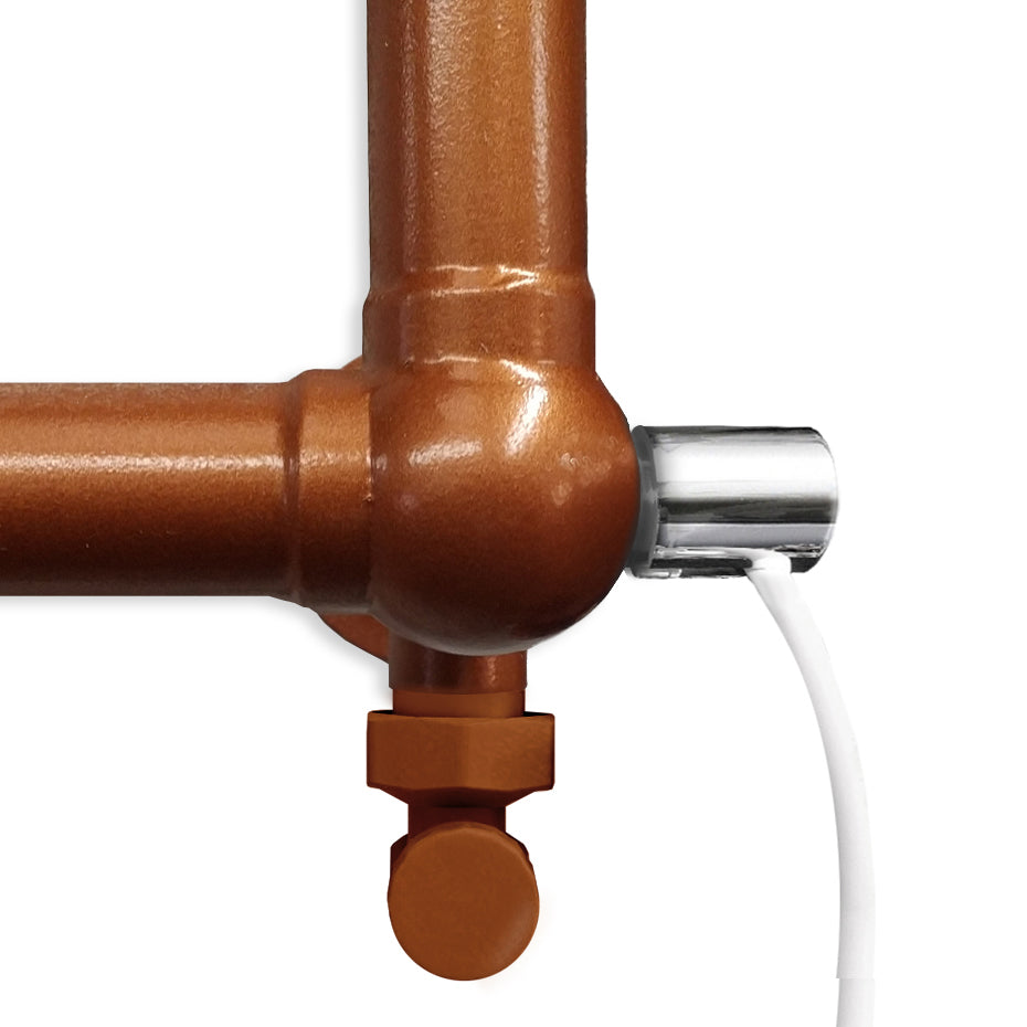  Dual Fuel 500 x 750mm Copper Look Designer Heated Towel Rail - (incl. Valves + Electric Heating Kit)