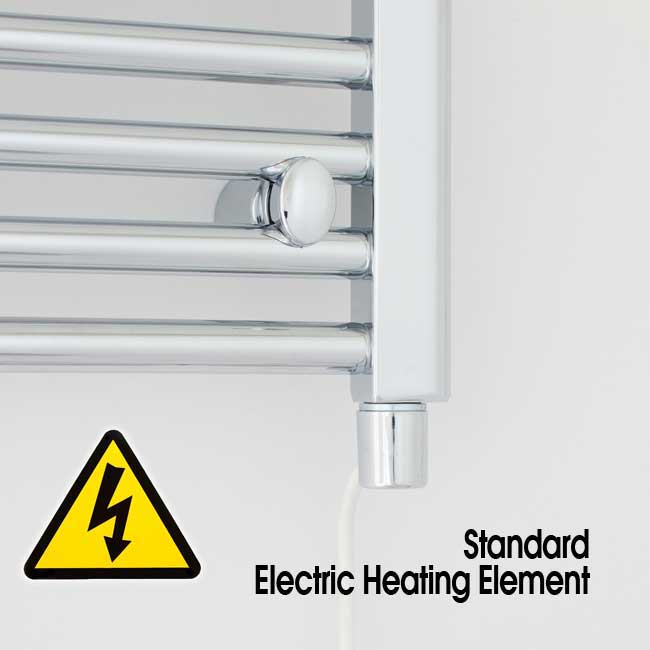  600mm Wide - 1500mm High Flat Chrome Electric Heated Towel Rail Radiator Stock Clearance