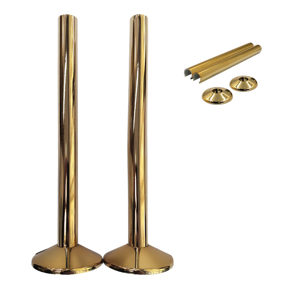 Gold Pipe Covers and Collars For 15mm Towel Rail Radiator Pipes Easy