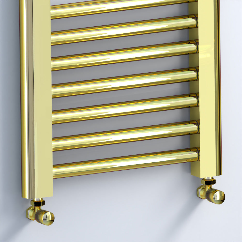 500mm Wide - 1000mm High Shiny Gold Heated Towel Rail Radiator