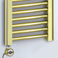 400mm Wide - 1200mm High Shiny Gold Electric Heated Towel Rail Radiator 