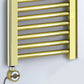 300mm Wide - 1600mm High Shiny Gold Electric Heated Towel Rail Radiator