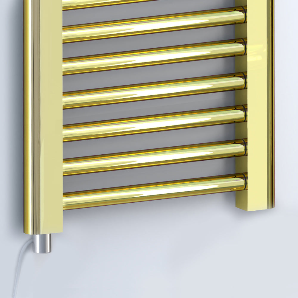 400mm Wide - 1600mm High Shiny Gold Electric Heated Towel Rail Radiator
