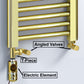 Dual Fuel 550 x 1200mm Shiny Gold Heated Towel Rail Radiator- (incl. Valves + Electric Heating Kit) 