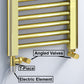 Dual Fuel 500 x 1600mm Shiny Gold Heated Towel Rail Radiator- (incl. Valves + Electric Heating Kit)