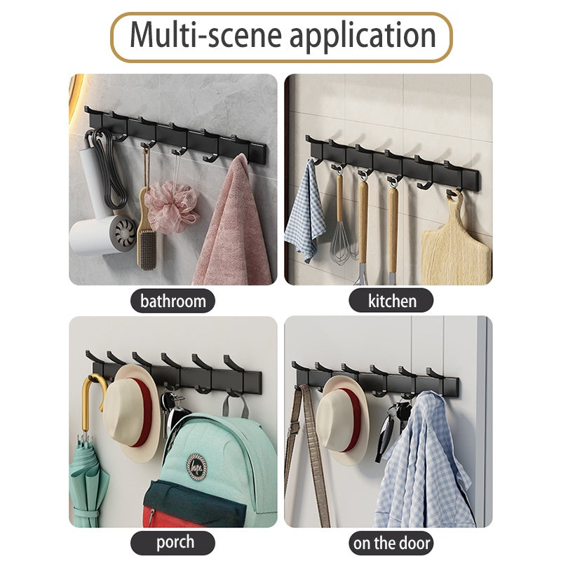 Bath Robe Hanger Rack Wall Mounted Aluminium Hook Rail – Adjustable Coat Towel Hooks Floatin ...