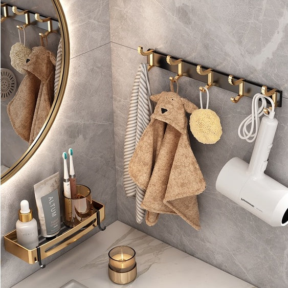 Bath Robe Hanger Rack Wall Mounted Aluminium Hook Rail – Adjustable Coat Towel Hooks Floatin ...
