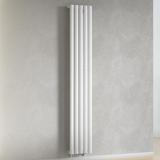 300mm x 1600mm White Designer Vertical Single Column Radiator, 1695 BTU