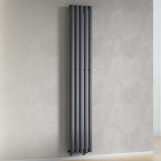 300mm x 1600mm Anthracite Gray Designer Vertical Single Column Radiator, 1695 BTU