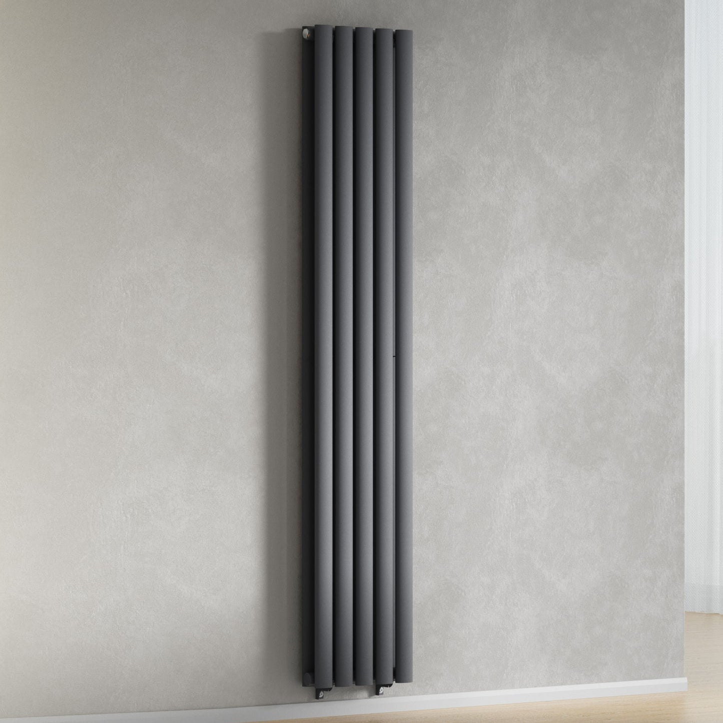  300mm x 1600mm Anthracite Gray Designer Vertical Double Column Radiator, 3291 BTU