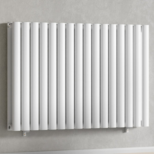 960mm x 600mm White Designer Horizontal Double Column Radiator, 4147 BTU