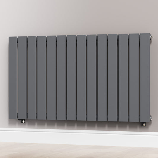 1060mm x 600mm Anthracite Gray Designer Horizontal Single Flat Panel Radiator, 2503 BTU