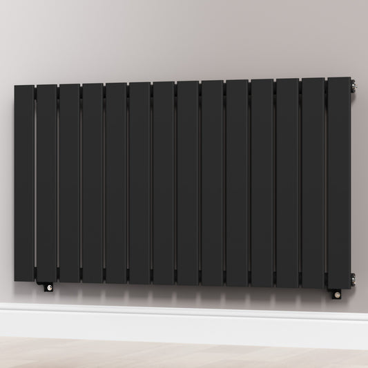 1060mm x 600mm Black Designer Horizontal Single Flat Panel Radiator, 2503 BTU