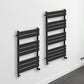 Dual Fuel 500 x 1200mm Flat Panel Matt Black Heated Towel Rail - (incl. Valves + Electric Heating Kit) 