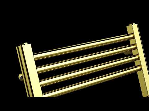 Dual Fuel 500 x 800mm Shiny Gold Heated Towel Rail Radiator- (incl. Valves + Electric Heating Kit) 