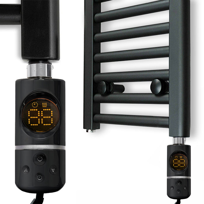  400mm Wide - 800mm High Flat Black Electric Heated Towel Rail Radiator