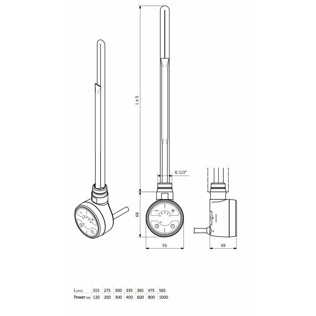  Terma Moa Gold Dual Fuel for Heated Towel Rails, Only T-Piece + Electric Element