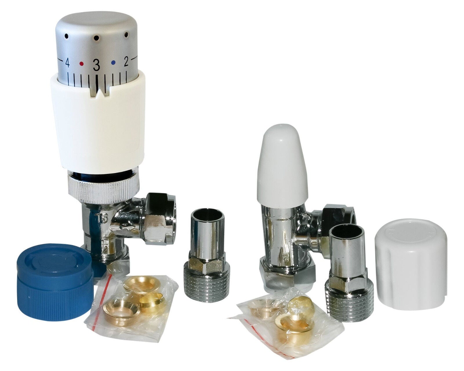 Remote Trv Valves Instruments Angled TRV Radiator Valves 15mm with 10mm Reducers – Chrome Thermostat ...