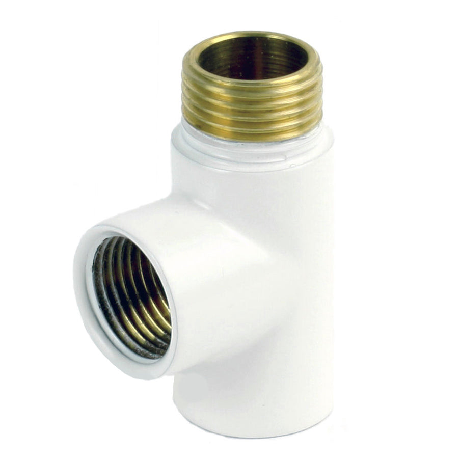 White Dual Fuel T-Piece Radiator Connector 1/2