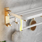 Gold Towel Rail Holder Luxury Wall Mounted Rack Shelf For Bathroom Adjustable Hooks